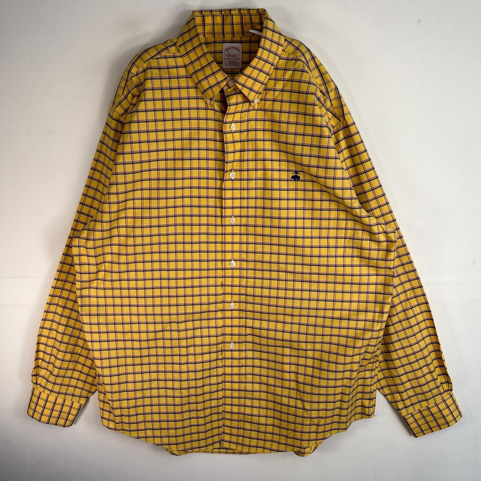 古着 ブルックスブラザーズ Brooks Brothers 長袖シャツ ロゴ 刺繍 チェック ボタンダウン L イエロー系 マルチカラー メンズ