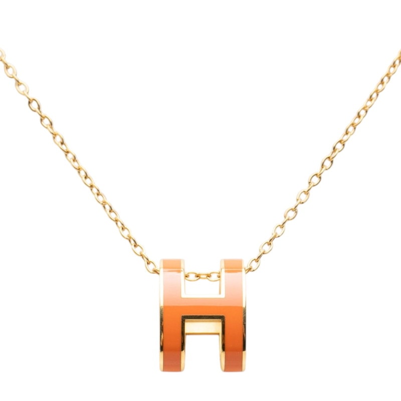 Hermes Pop H Pendant "Orange Soie/Gold"