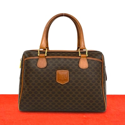 CELINE セリーヌ マカダム ブラゾン 柄 トリオンフ レザー PVC ハンドバッグ ブラウン
41092