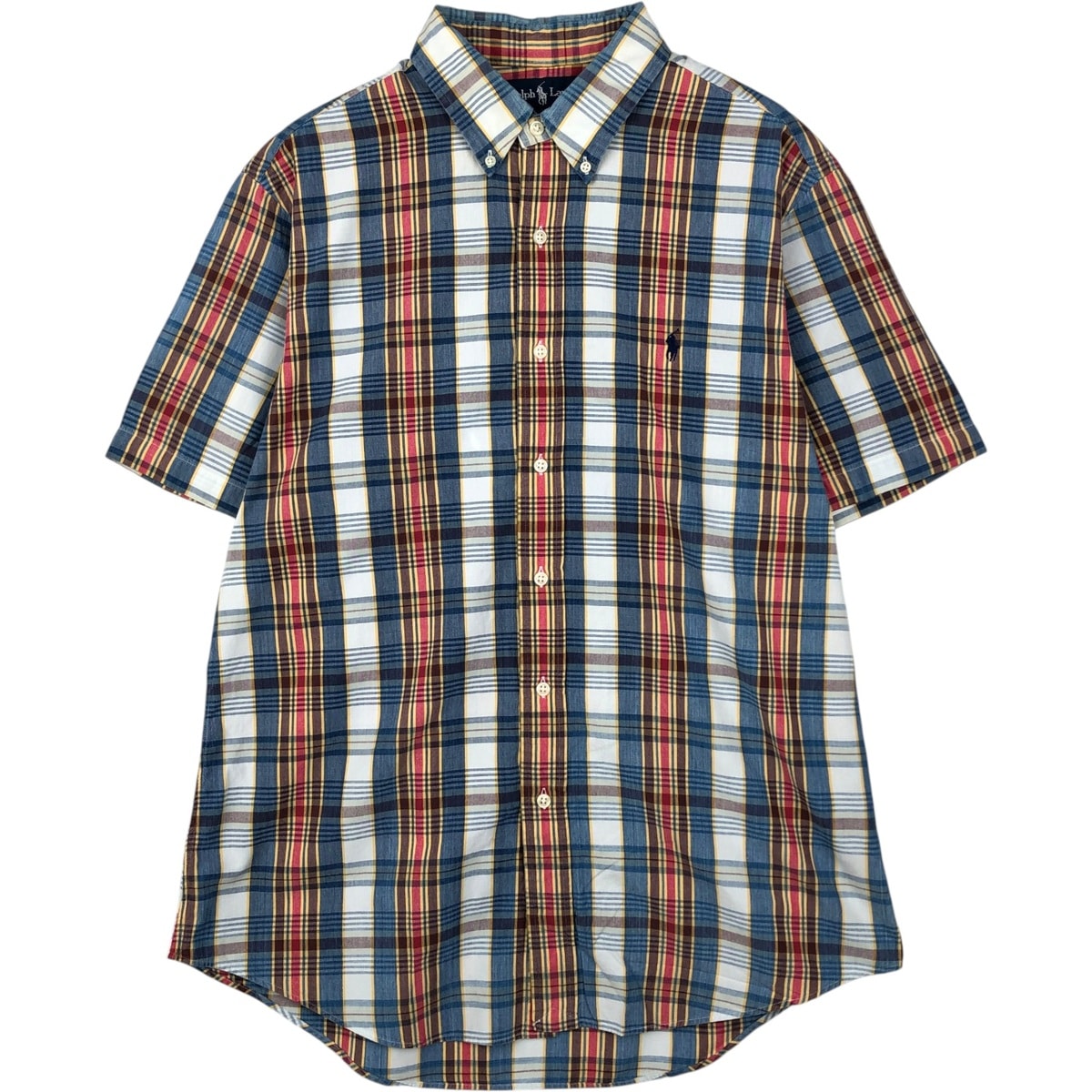 古着 ラルフローレン Ralph Lauren CUSTOM FIT 半袖 ボタンダウン チェックシャツ メンズL相当/eaa477559