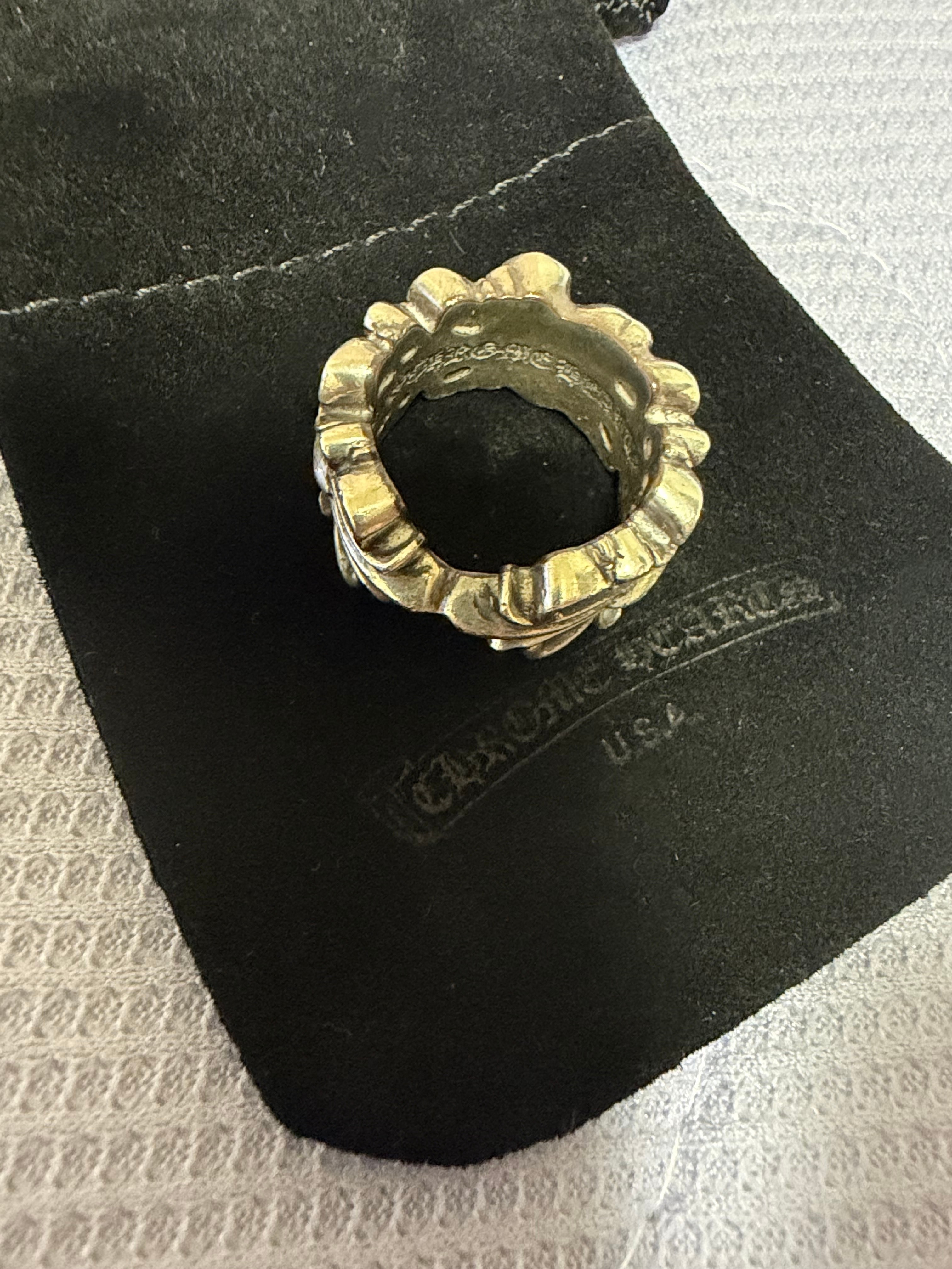 Chrome Hearts Double Floral Cross Heart Ring "Silver"