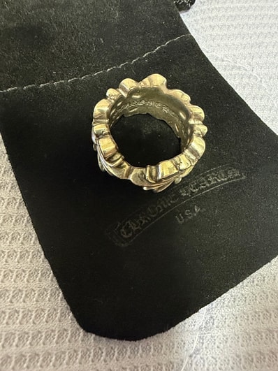 Chrome Hearts Double Floral Cross Heart Ring "Silver"