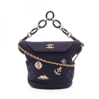 シャネル CHANEL パリハンブルク ショルダーバッグ バッグ ウール レディース ネイビー系 A57868 【中古】