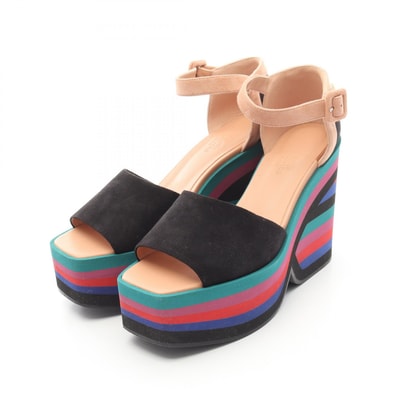 エルメス HERMES Early Sandal ウエッジソール サンダル 靴 スウェード レディース ブラック系 【中古】