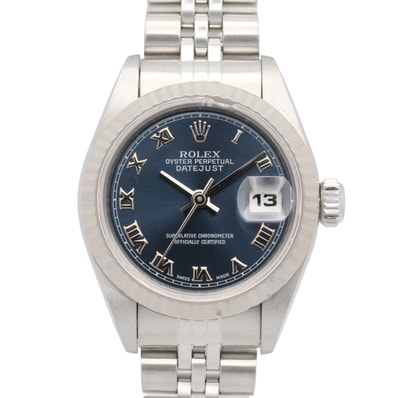 ロレックス ROLEX デイトジャスト T番 腕時計 時計 K18WG(ホワイトゴールド) ステンレススチール レディース ブルー系 ローマ 69174 【中古】