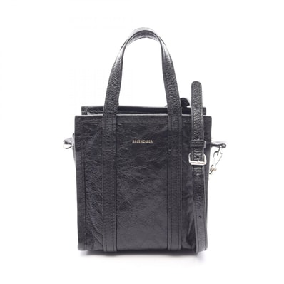 バレンシアガ BALENCIAGA BAZAR SHOPPER バザール ショッパー XXS 2WAY ハンドバッグ バッグ レザー レディース ブラック系 513988 【中古】