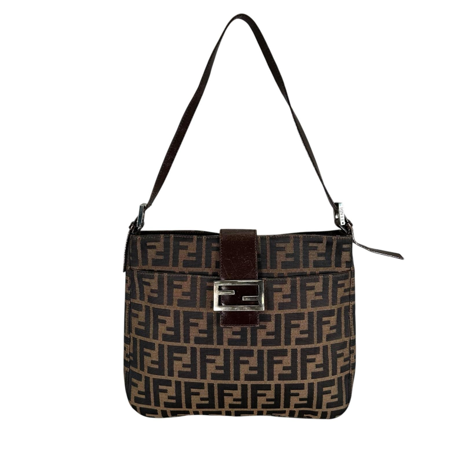 FENDI フェンディ ズッカ柄 ショルダーバッグ キャンバス ブラウン レディース【中古】