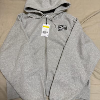 Stussy x Nike Fleece Zip Hoodie "Grey Heather" (US Size) FJ9181-050