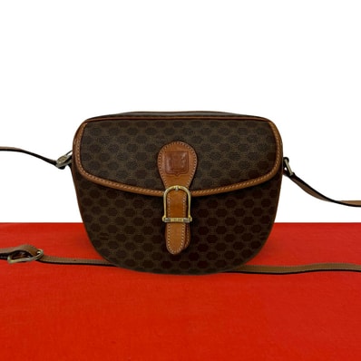 CELINE セリーヌ マカダム ブラゾン ロゴ 柄 レザー PVC ショルダーバッグ ブラウン
53850