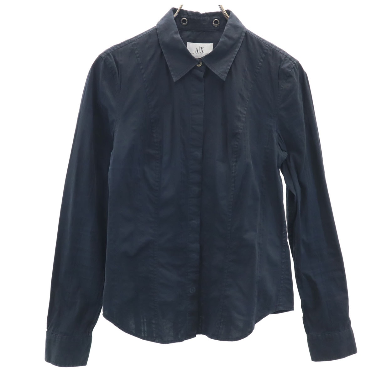 ARMANI EXCHANGE アルマーニエクスチェンジ 90s 00s オールド ストライプ柄 長袖 比翼 シャツ M ブラック