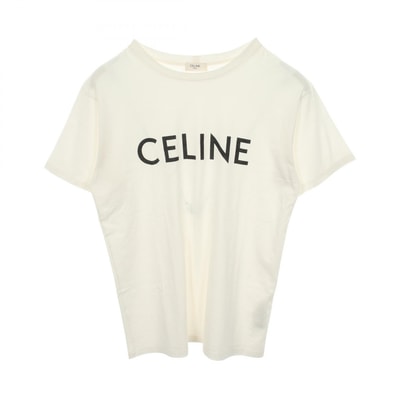 セリーヌ CELINE ルーズ ロゴプリント 半袖Tシャツ 衣料品 トップス コットン メンズ ホワイト系 2X764671Q 【中古】