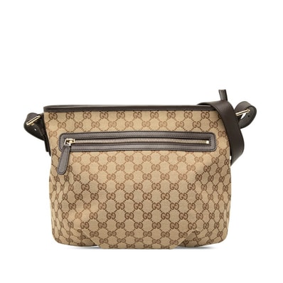 グッチ GGキャンバス 斜め掛け ショルダーバッグ 388930 ベージュ ブラウン キャンバス レザー レディース GUCCI 【中古】