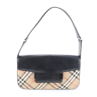 ■美品 バーバリー ノバ チェックショルダーバッグ レザー×キャンバス