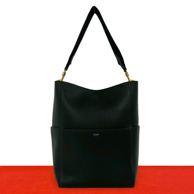 CELINE セリーヌ サングルバケット ロゴ レザー ショルダーバッグ ブラック
32414