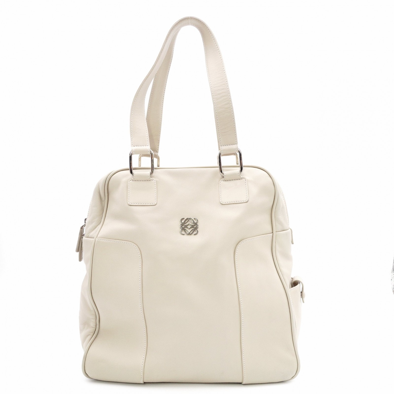 LOEWE ロエベ アナグラム ショルダーバッグ レザー ベージュ ヴィンテージ