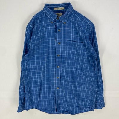 古着 エルエルビーン L.L.Bean 長袖シャツ ボタンダウン 胸ポケット ロングスリーブ M ブルー系 チェック メンズ