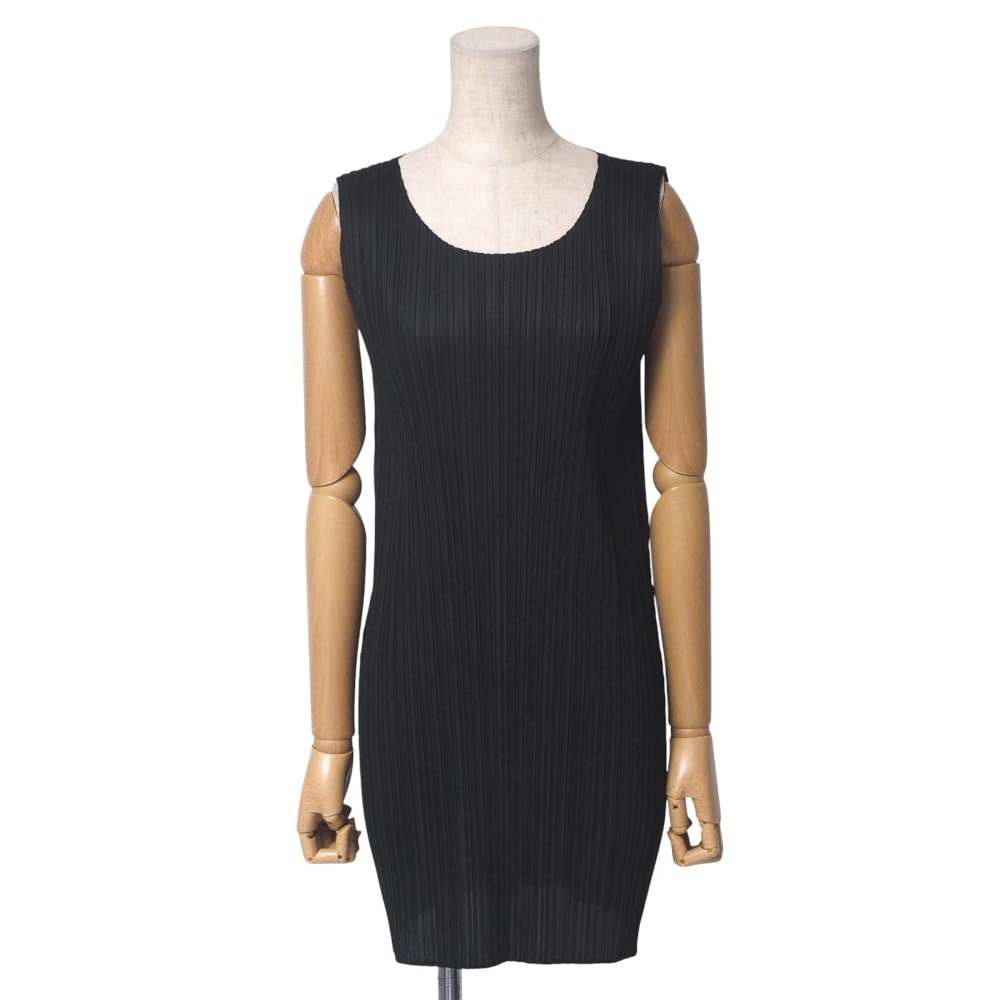 ■美品■2022AW■PLEATS PLEASE ISSEY MIYAKE プリーツプリーズ イッセイミヤケ ワンピース サイズ3 プリーツ クルーネック ノースリーブ チュニック ブランド古着【中古】20250502/RA4567