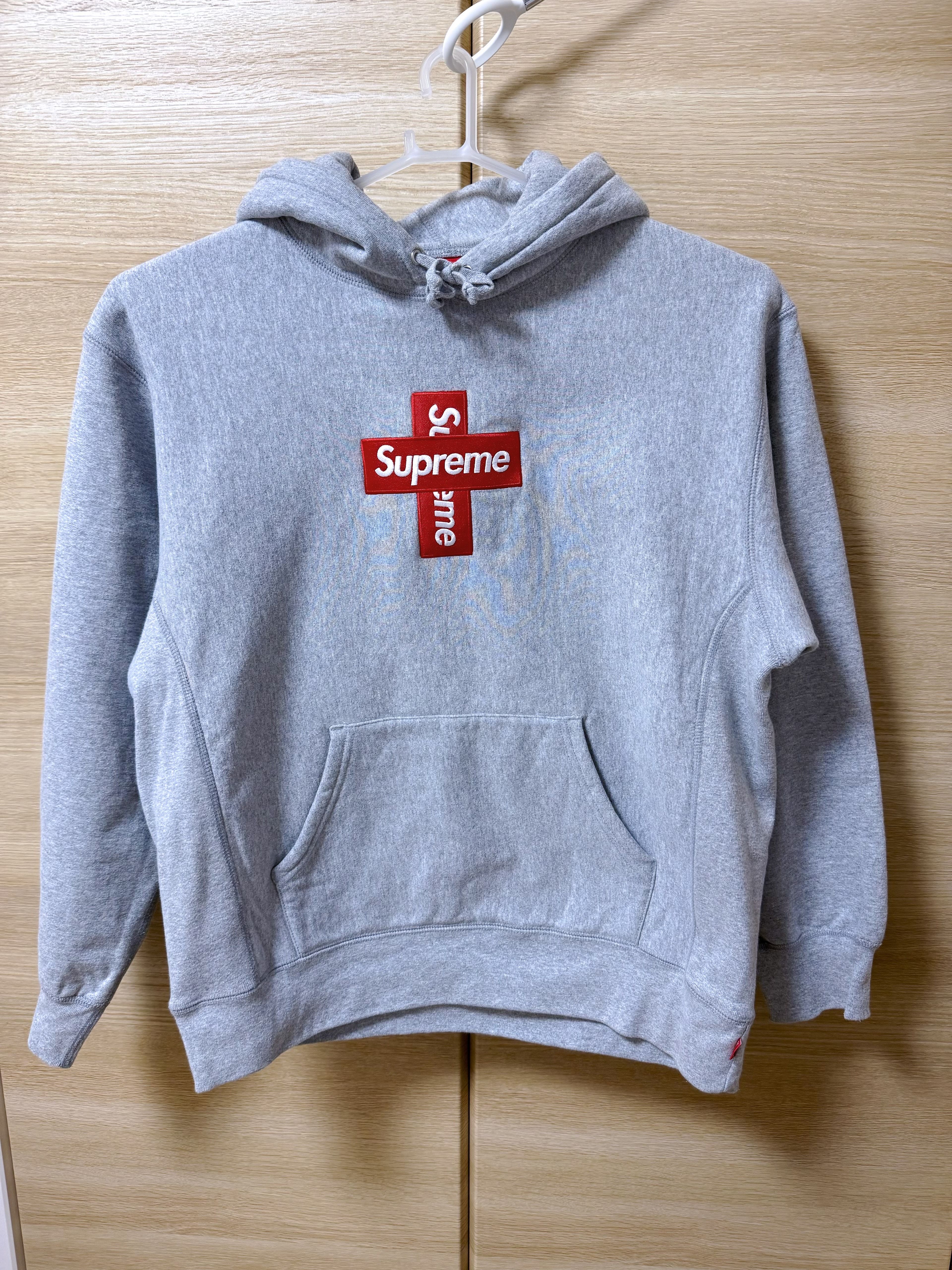 Supreme Cross Box Logo Hooded Sweatshirt "Grey"
