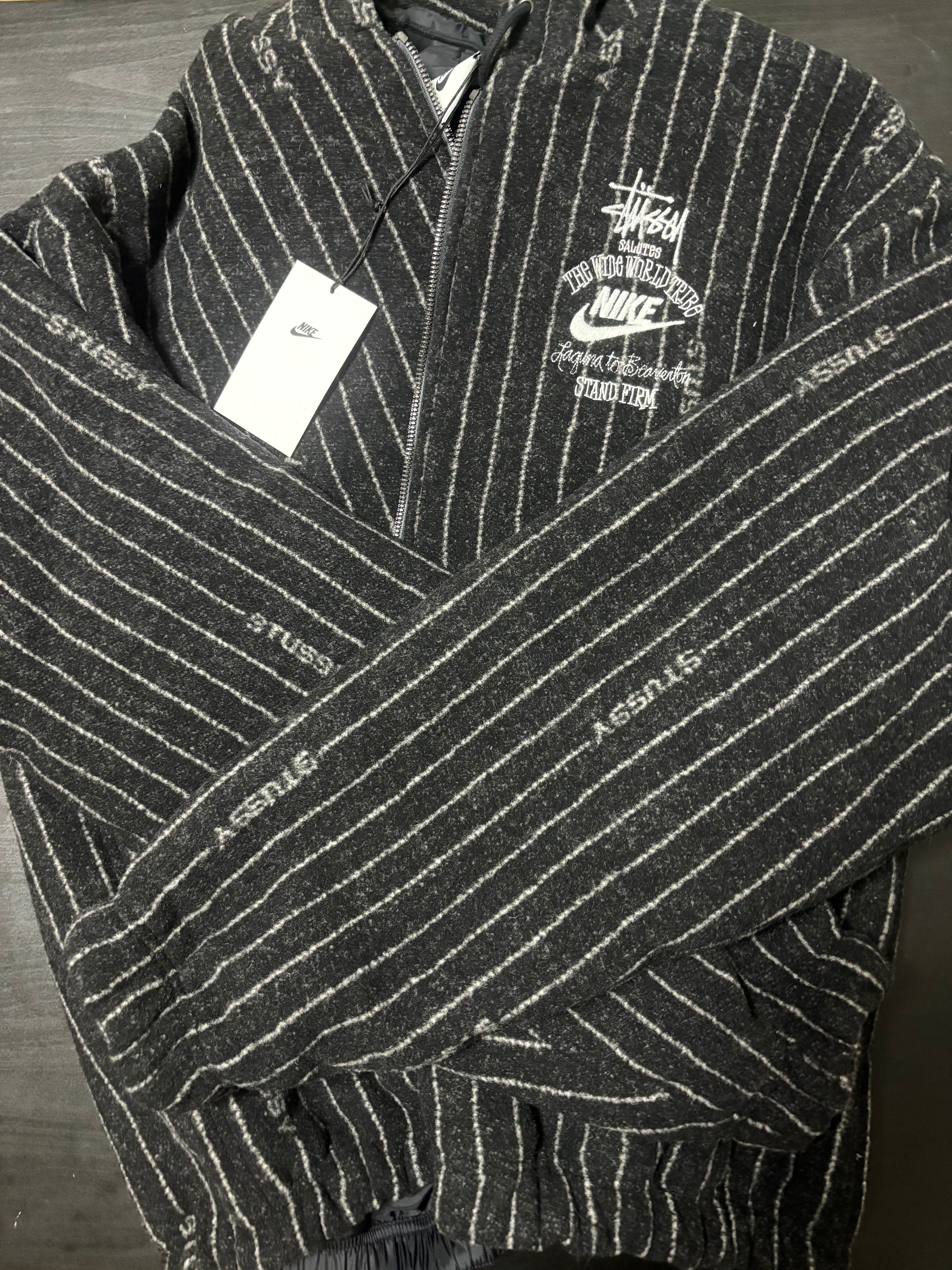Stussy x Nike Striped Wool Jacket "Black"