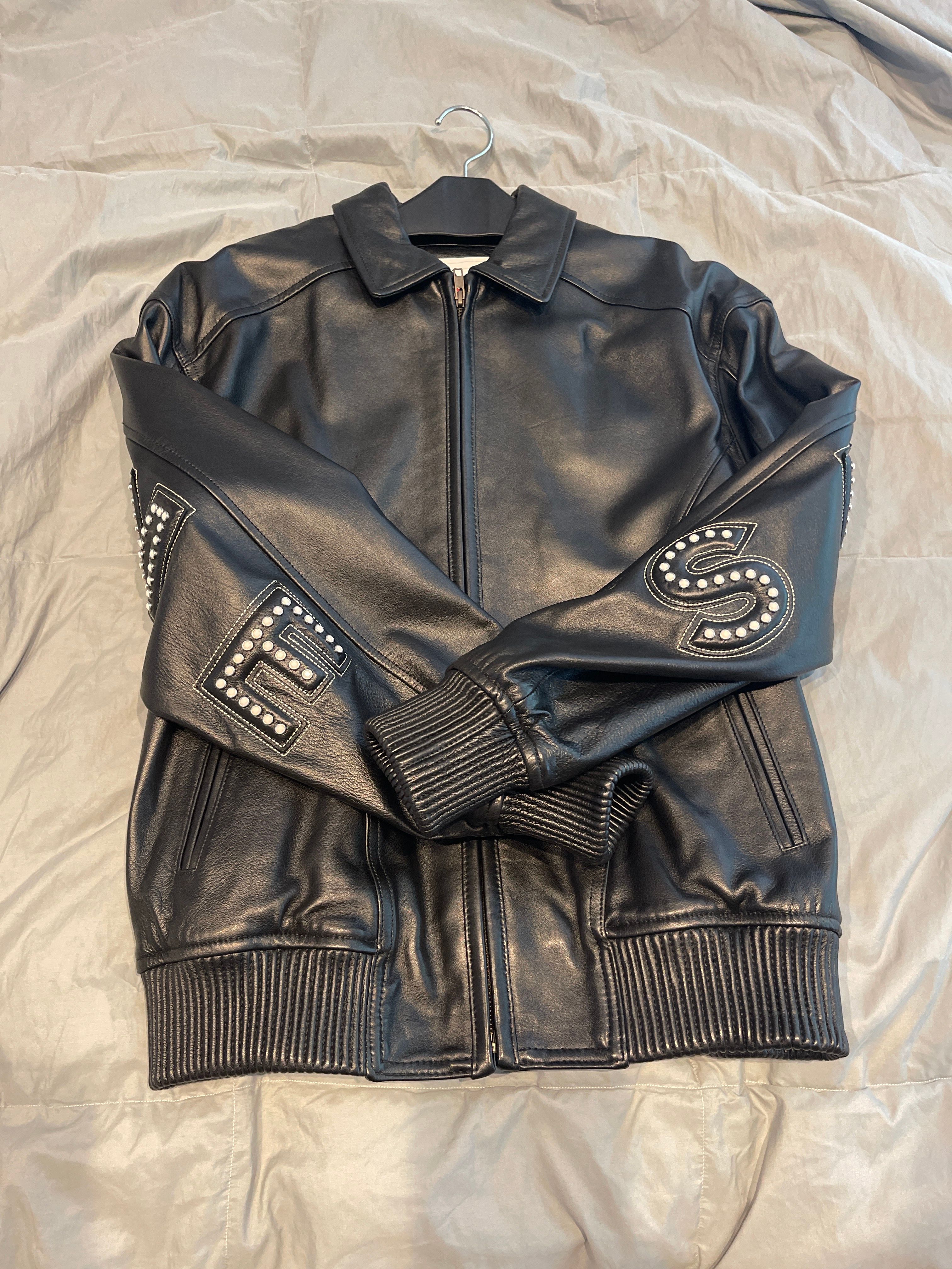 Supreme Studded Arc Logo Leather Jacket 
