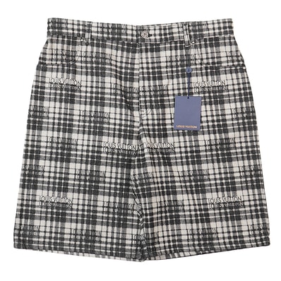 未使用 ルイ・ヴィトン 2023AW チェック柄 ショート ショーツ パンツ メンズ ブラック グレージュ 36 LOUIS VUITTON