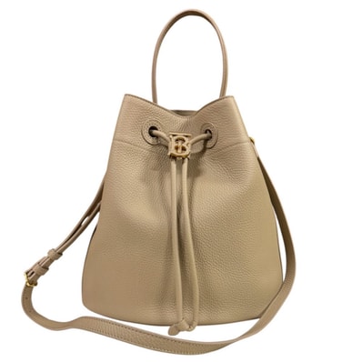 バーバリー ドローストリング バケットバッグ スモール ショルダーバッグ レザー ベージュ レディース BURBERRY 中古