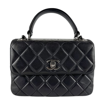 シャネル CHANEL ハンドバッグ ショルダーバッグ レザー/メタル ブラック/ガンメタル レディース【中古】 z10283