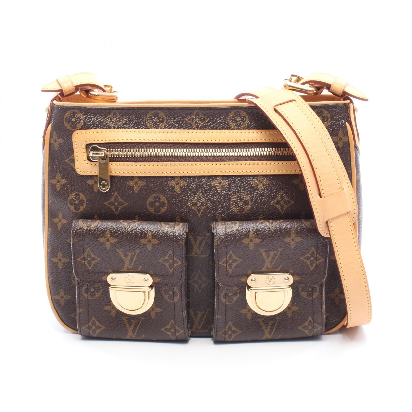 ルイ・ヴィトン LOUIS VUITTON ハドソンGM モノグラム ショルダーバッグ バッグ PVCコーティングキャンバス レザー レディース ブラウン系 M40045 【中古】