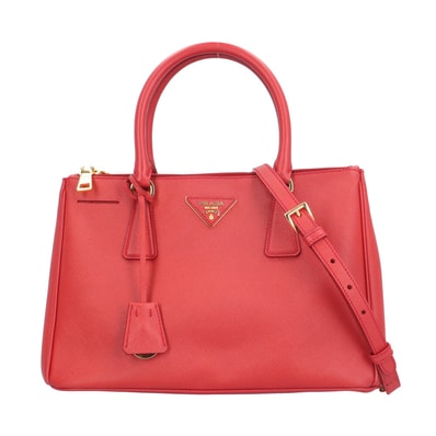 プラダ ガレリア サフィアーノ ショルダーバッグ レザー BN1801 レッド レディース PRADA 中古