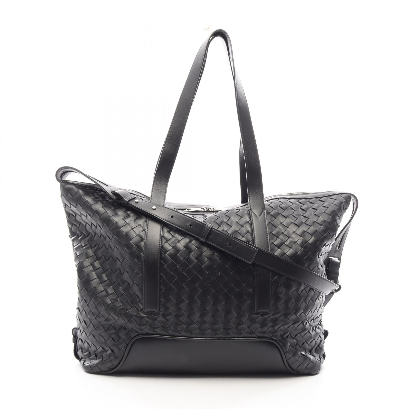 ボッテガヴェネタ BOTTEGA VENETA イントレチャート 2WAY トートバッグ バッグ レザー メンズ レディース ブラック系 【中古】