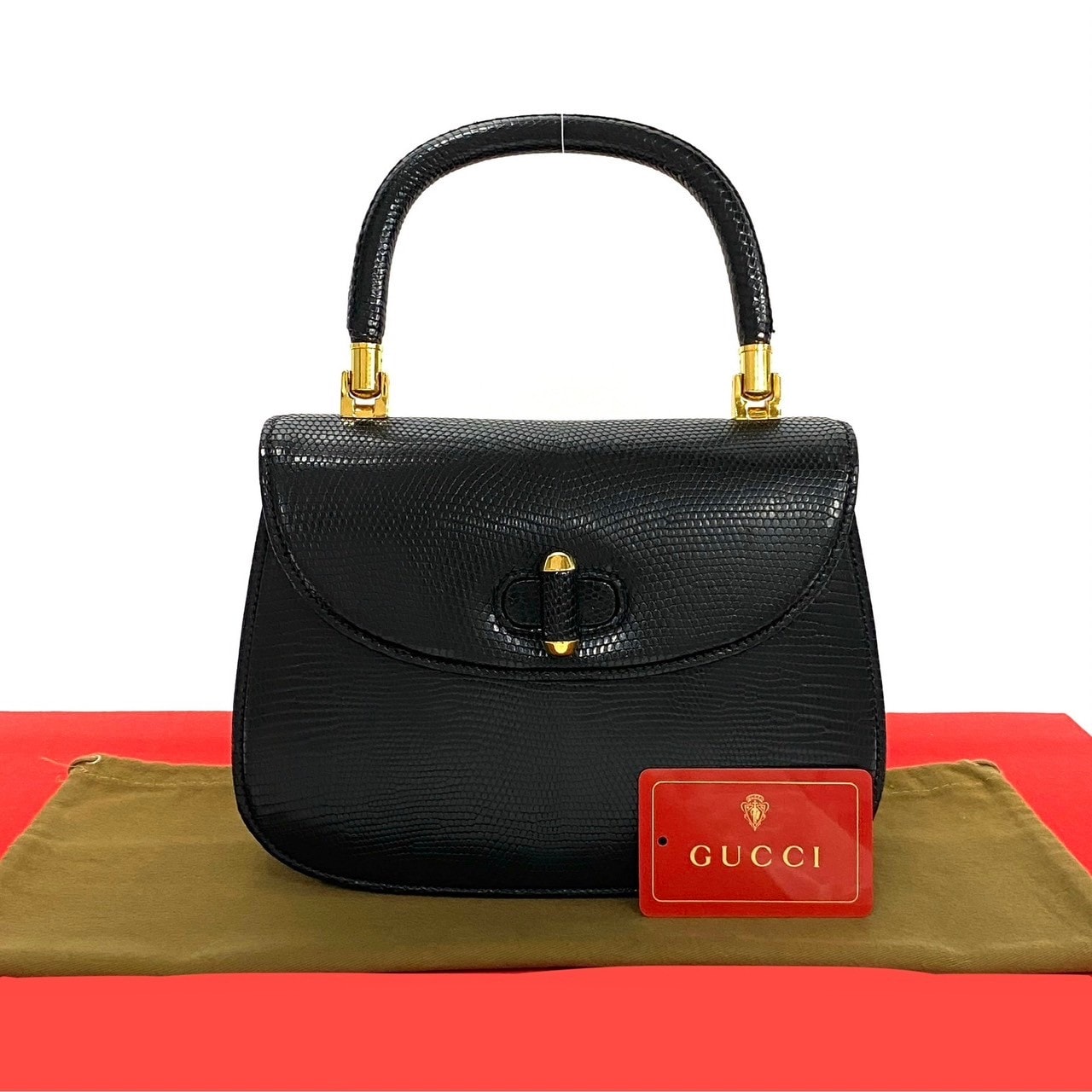 GUCCI グッチ オールドグッチ リザード ハンドバッグ ブラック
93949