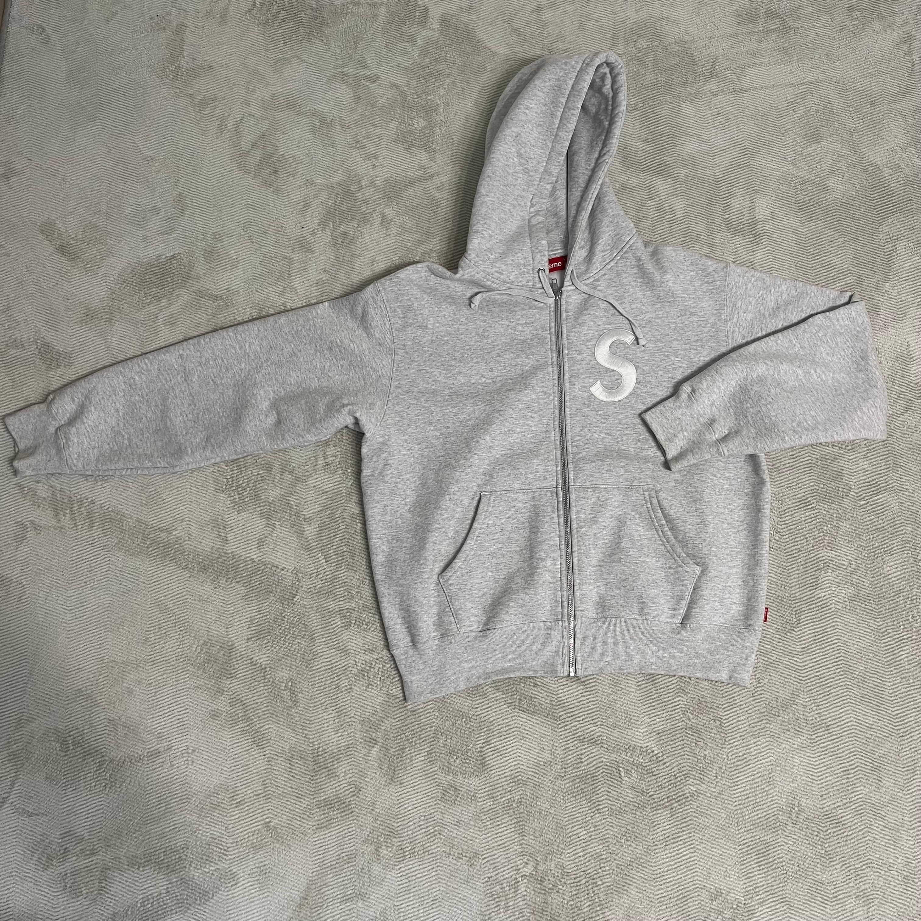 Supreme S Logo Zip Up Hooded Sweatshirt "Ash Grey"