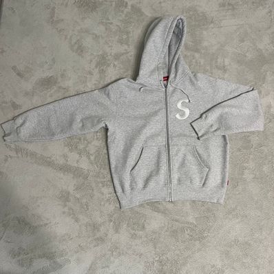 Supreme S Logo Zip Up Hooded Sweatshirt "Ash Grey"