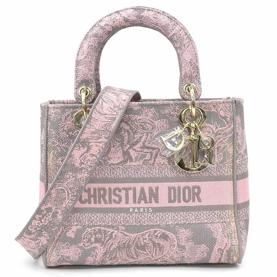 クリスチャンディオール Christian Dior ハンドバッグ ショルダーバッグ レディ D-ライト キャンバス ピンク×グレー レディース【中古】 90180a