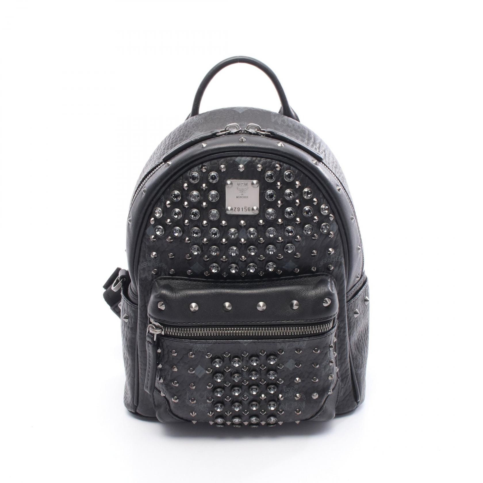 エム・シー・エム MCM STARK スターク ヴィセトス リュックサック バックパック バッグ PVCコーティングキャンバス レザー メンズ レディース ブラック系 【中古】