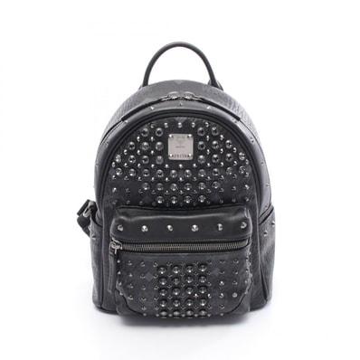 エム・シー・エム MCM STARK スターク ヴィセトス リュックサック バックパック バッグ PVCコーティングキャンバス レザー メンズ レディース ブラック系 【中古】