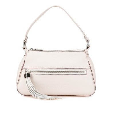 シャネル ロゴ フリンジ ワンショルダーバッグ アイボリー ボルドー カーフ レディース CHANEL 【中古】