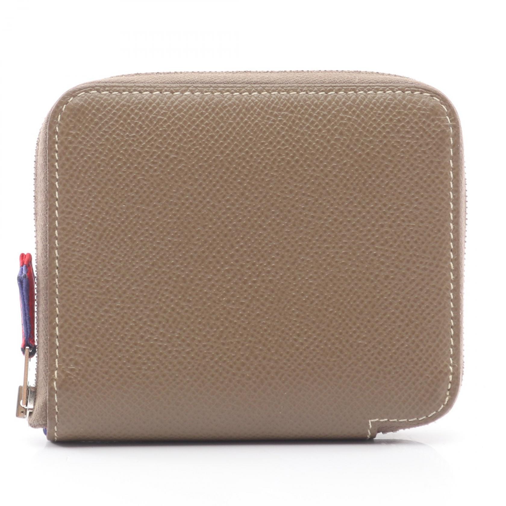 エルメス HERMES アザップコンパクト シルクイン ラウンド財布 財布 レザー ヴォーエプソン ヴォーエプソン エトゥープ □R刻印(2014年製造) レディース グレー系 063637CK 【中古】