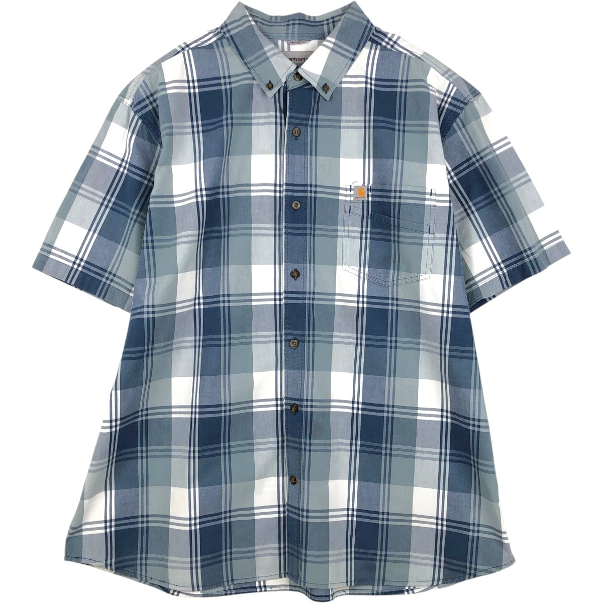古着 カーハート Carhartt RELAXED FIT チェック柄 ボタンダウン 半袖 ワークシャツ メンズXXL相当/eaa658072