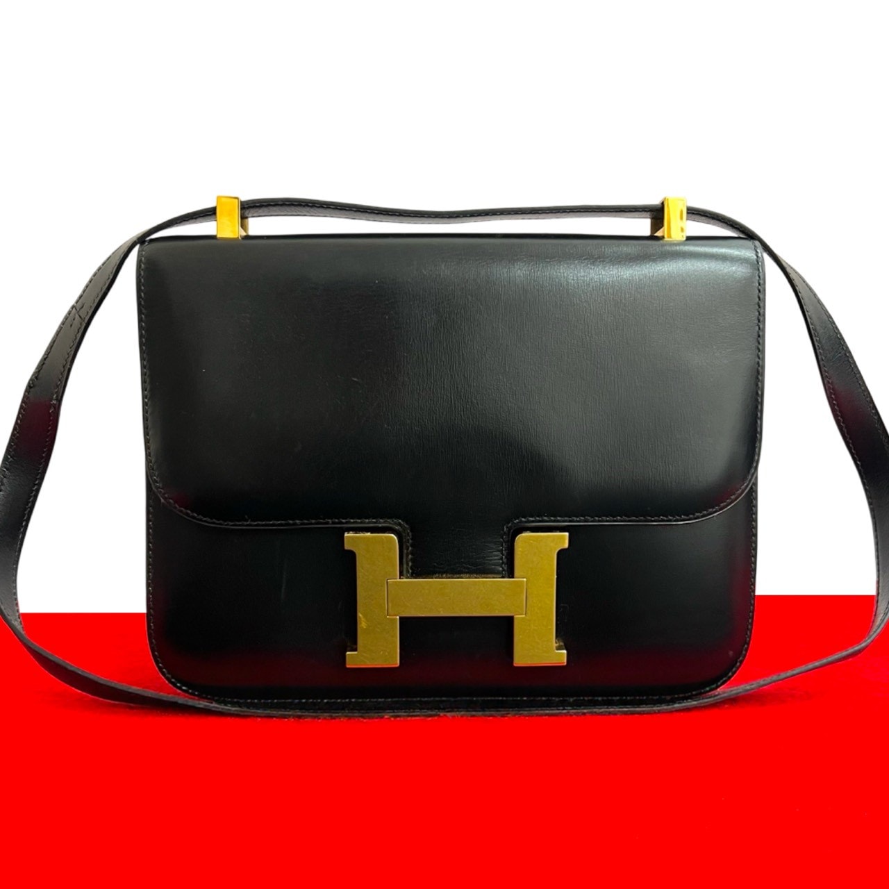 HERMES エルメス コンスタンス ボックスカーフ ショルダーバッグ ブラック
 47805