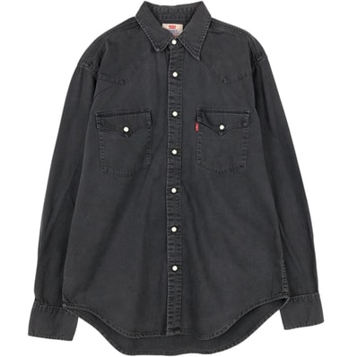 古着 90年代 リーバイス Levi's 60555-0565 長袖 デニムウエスタンシャツ メンズM相当/eaa672689