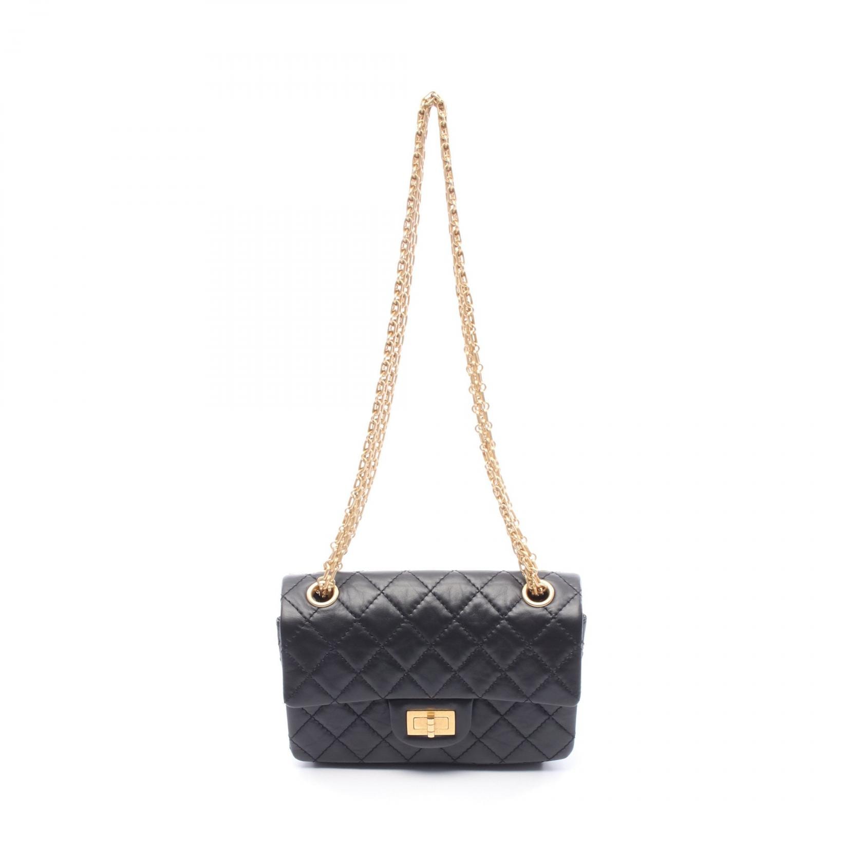 シャネル CHANEL 2.55 ミニマトラッセ ショルダーバッグ バッグ レザー レディース ブラック系 【中古】