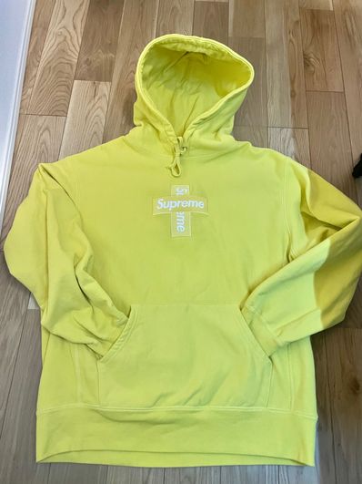 Supreme Cross Box Logo Hooded Sweatshirt "Yellow"