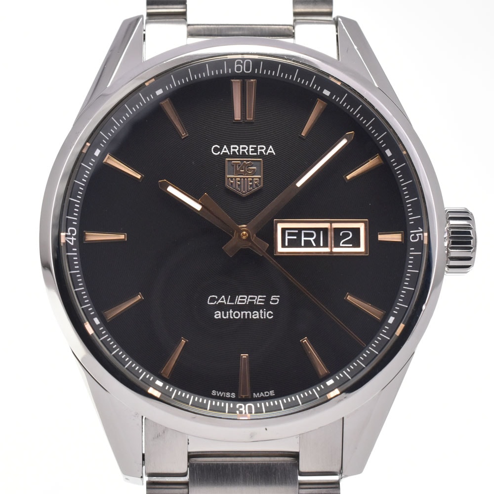 タグホイヤー TAG HEUER WAR201C カレラ キャリバー5 デイデイト ブラック 自動巻き メンズ 良品 箱・保証書付き 腕時計 G#147683