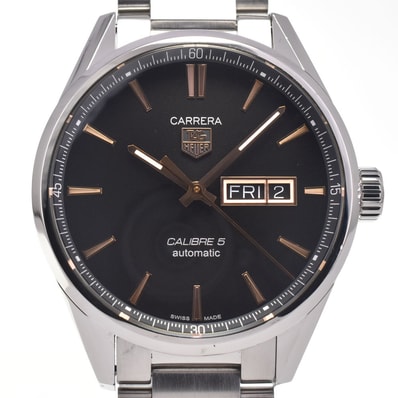 タグホイヤー TAG HEUER WAR201C カレラ キャリバー5 デイデイト ブラック 自動巻き メンズ 良品 箱・保証書付き 腕時計 G#147683