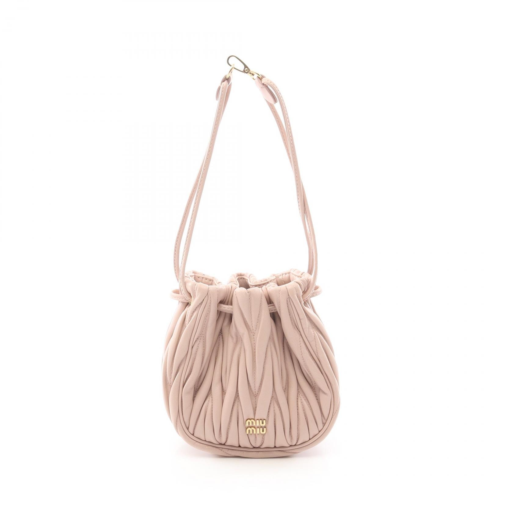 ミュウ ミュウ Miu Miu マテラッセ ポーチ ハンドバッグ バッグ レザー レディース ピンク系 5ND022 【中古】