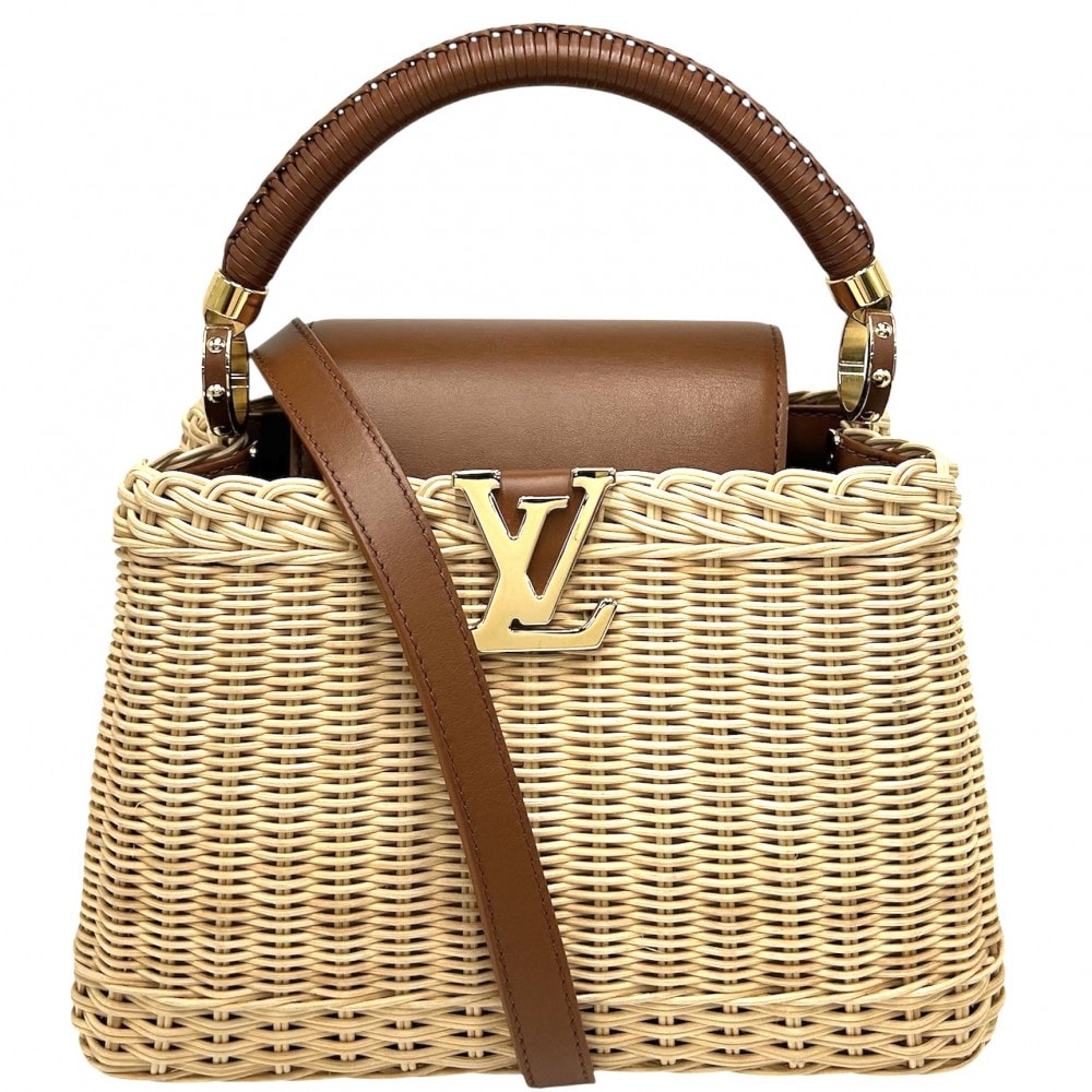 LOUIS VUITTON ルイヴィトン 2WAY カプシーヌBB ハンドバッグ ショルダーバッグ 肩掛け 斜め掛け かごバッグ M22173 ラタン  レザー   ブラウン 茶 ベージュ ゴールド金具 レディース 春 夏【中古品】