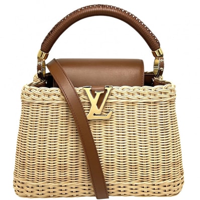 LOUIS VUITTON ルイヴィトン 2WAY カプシーヌBB ハンドバッグ ショルダーバッグ 肩掛け 斜め掛け かごバッグ M22173 ラタン レザー ブラウン 茶 ベージュ ゴールド金具 レディース 春 夏【中古品】