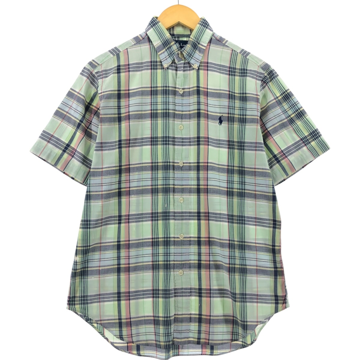 古着 ラルフローレン Ralph Lauren CLASSIC FIT 半袖 ボタンダウン チェックシャツ メンズS相当/eaa535669