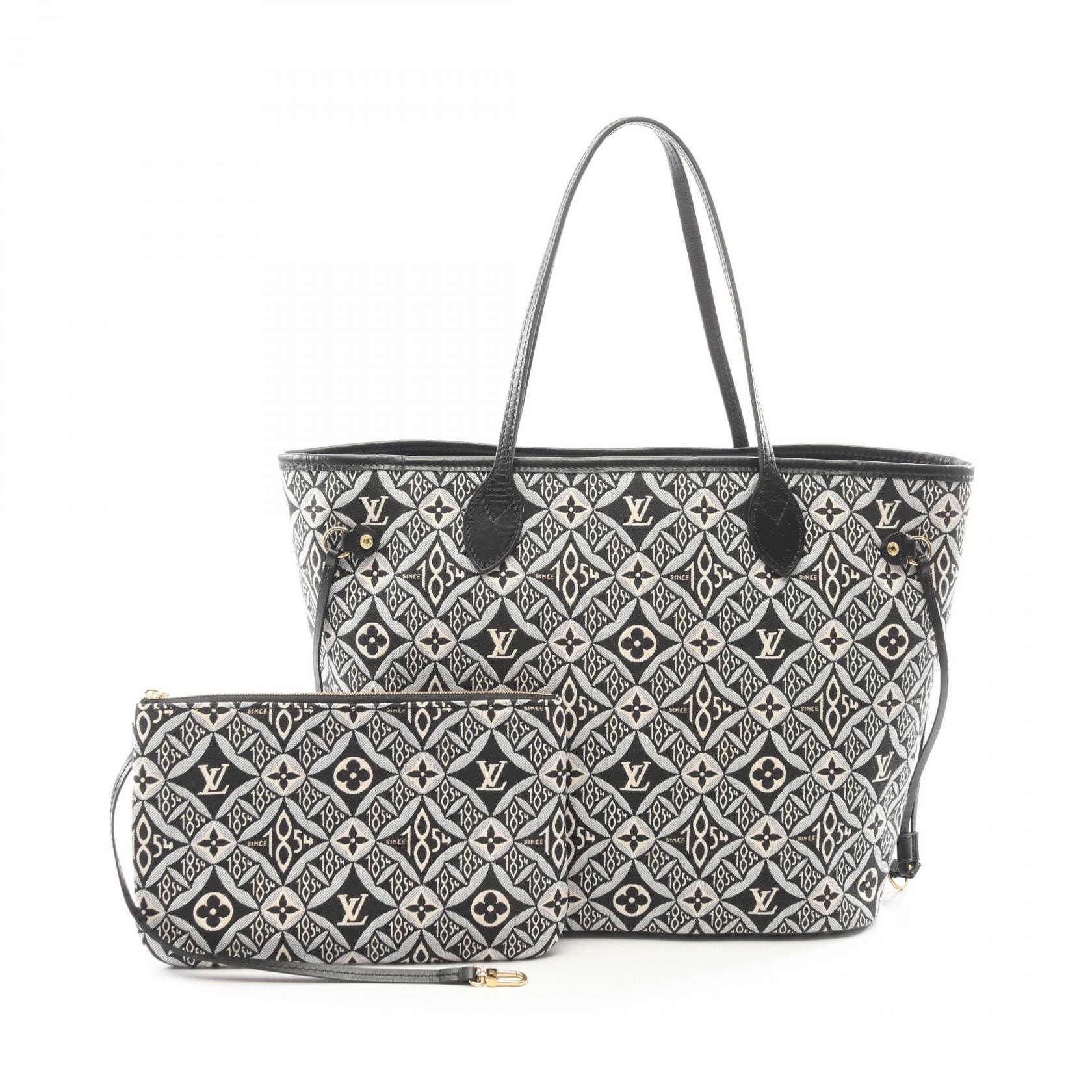 ルイ・ヴィトン LOUIS VUITTON ネヴァーフルMM モノグラムジャガード SINCE1854 トートバッグ バッグ キャンバス レザー レディース ブラック系 / アイボリー系 / グレー系 M57230 【中古】